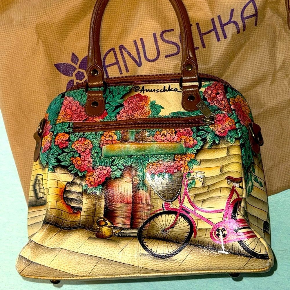 Anuschka leather Bicycle bag tote convertible crossbody multi-compaetment EUC